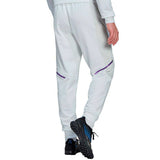 Back view of Real Madrid training sweat tracksuit 2022 in white with stylish purple accents for athletes