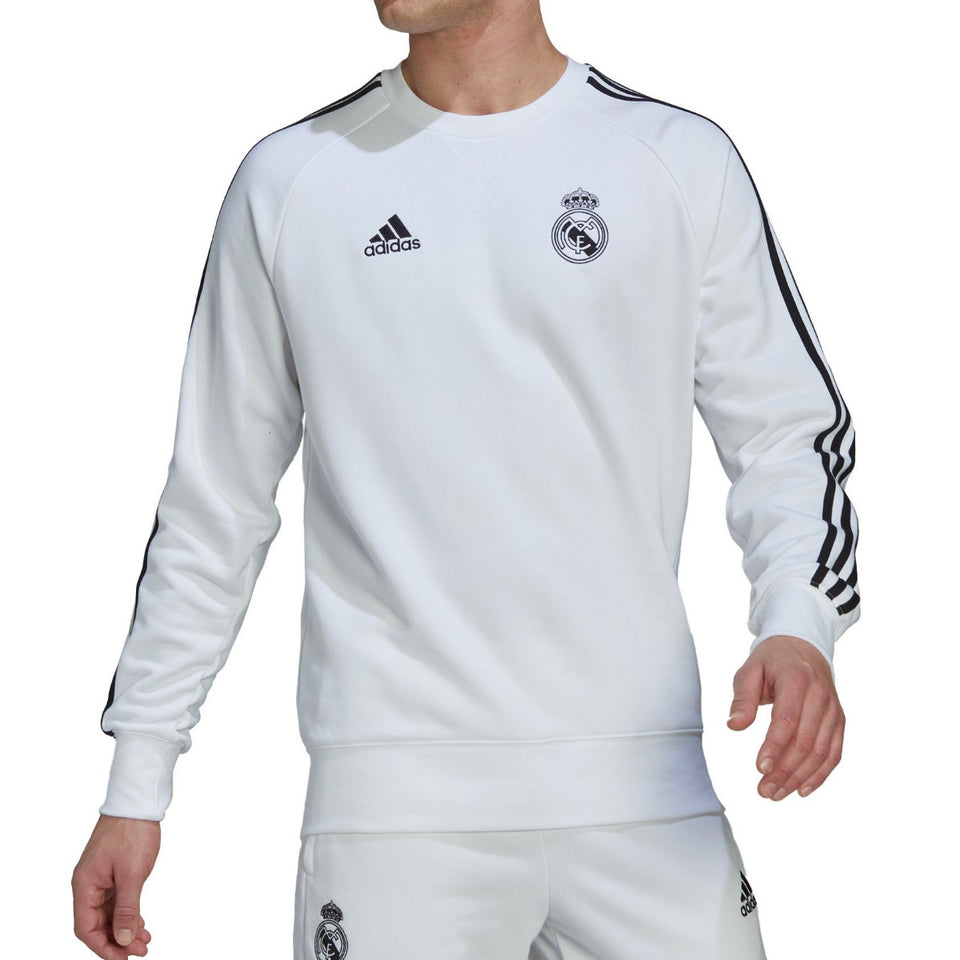 Real Madrid training sweat tracksuit 2022 in white with iconic logo and stylish black accents