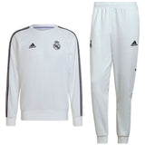 Real Madrid training sweat tracksuit 2022 in white with black stripes and team logo