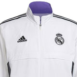Real Madrid white presentation tracksuit 2022 with Adidas logo and club crest for fans and players