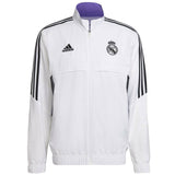 Real Madrid white presentation tracksuit 2022 featuring the Adidas logo and team crest for fans