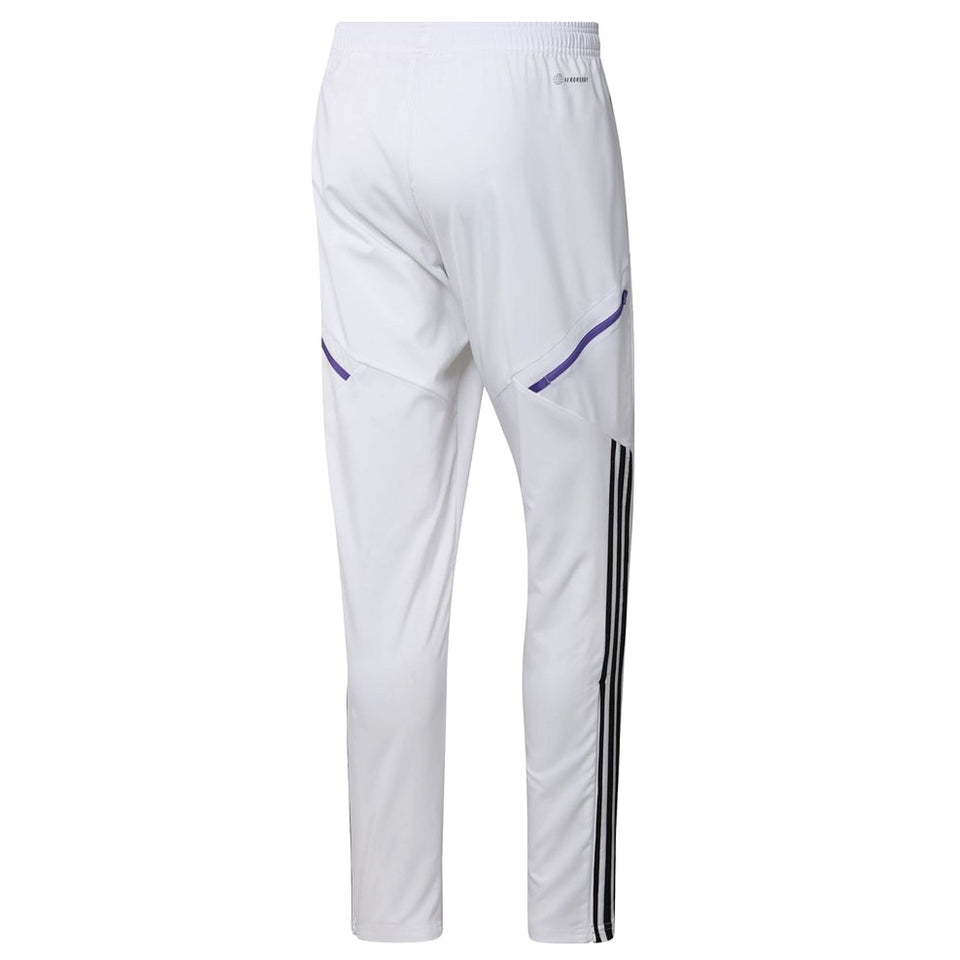 Back view of the Real Madrid white presentation tracksuit 2022 featuring sleek design and fit for fans