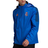 Real Madrid soccer blue training rain jacket 2022 - Adidas