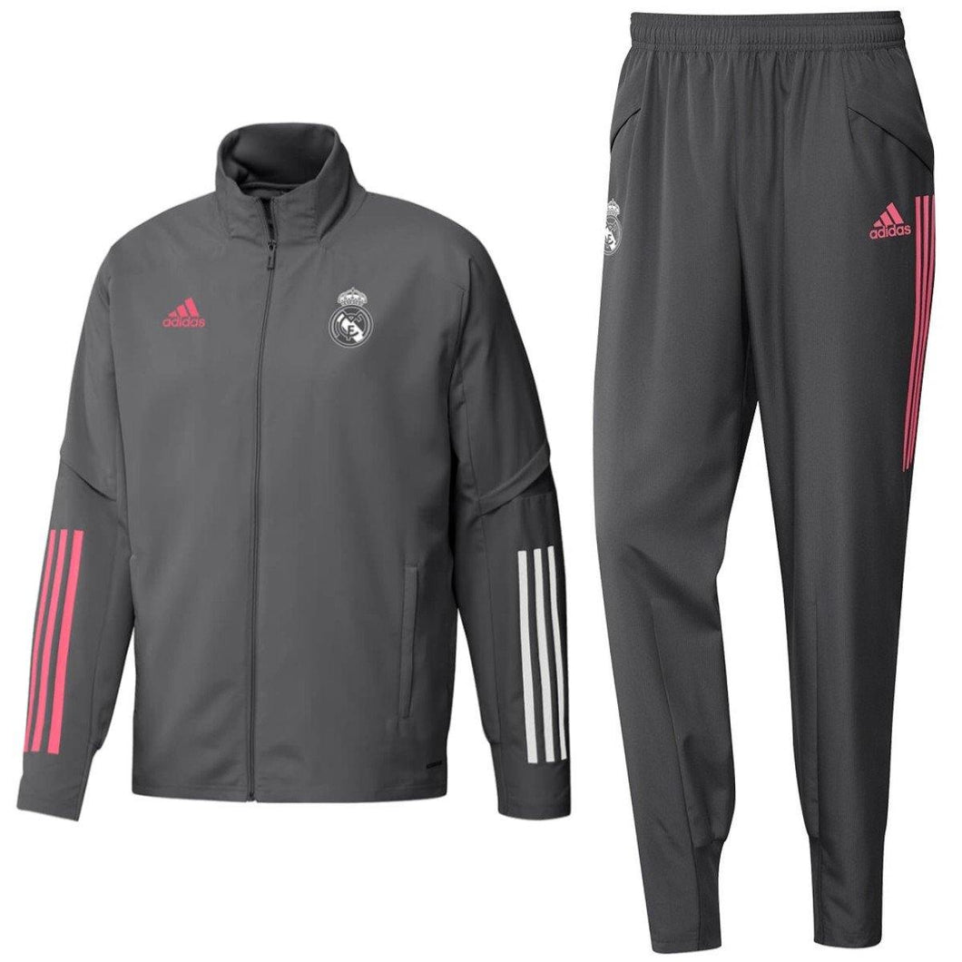 Real Madrid grey presentation soccer tracksuit 2020/21 - Adidas - SoccerTracksuits.com
