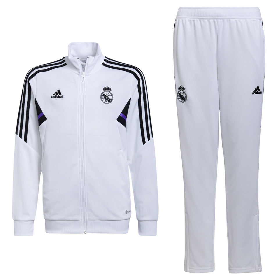 Kids - Real Madrid white training presentation tracksuit 2022/23 - Adidas