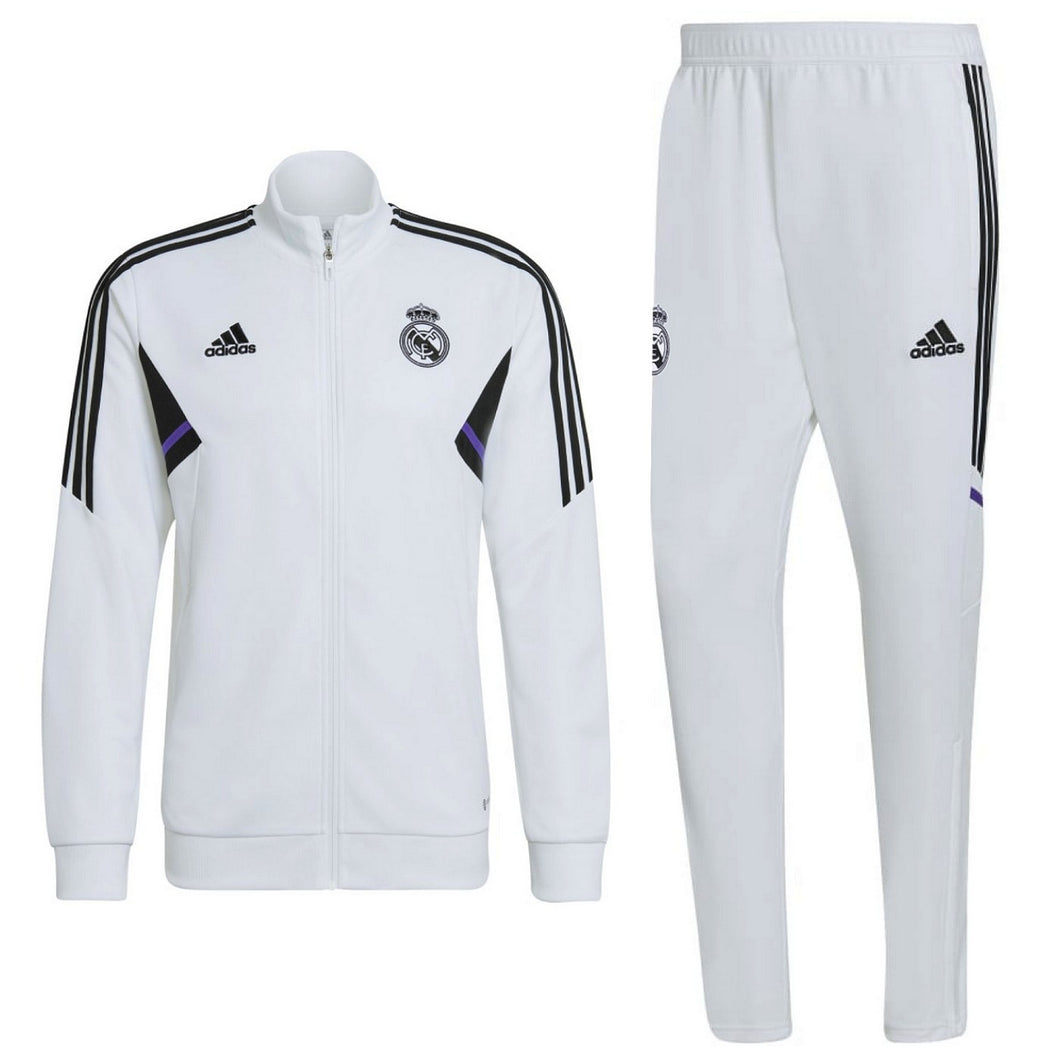 Real Madrid white training bench Soccer tracksuit 2022/23 - Adidas