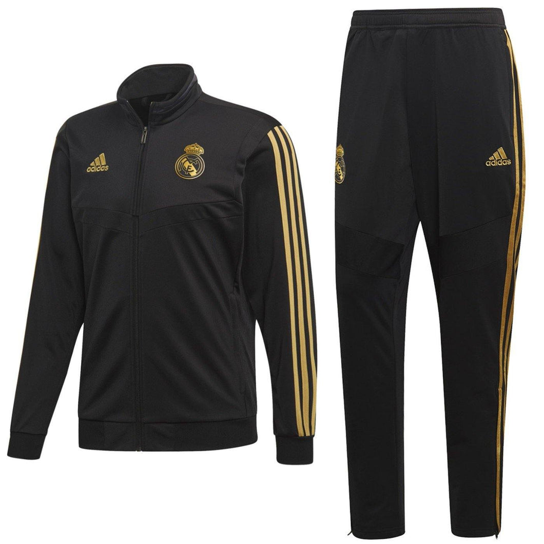 Real Madrid soccer black bench training tracksuit 2019/20 - Adidas - SoccerTracksuits.com