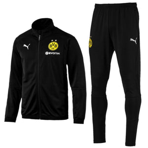 BVB Borussia Dortmund black training bench soccer tracksuit 2018/19 - Puma - SoccerTracksuits.com