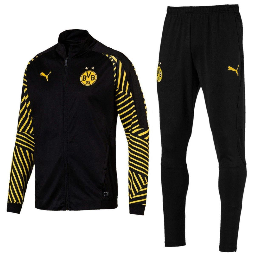 Borussia Dortmund black pre-match training soccer tracksuit 2018/19 - Puma - SoccerTracksuits.com