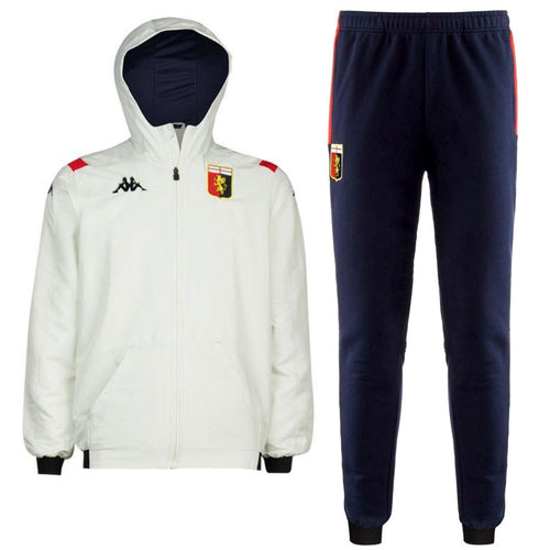 Genoa CFC white/navy hooded presentation soccer tracksuit 2020 - Kappa - SoccerTracksuits.com