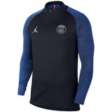 Youth Jordan PSG football apparel long sleeve black and blue quarter zip training top